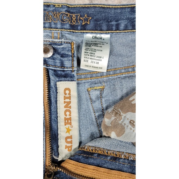 Cinch Up Men's Blue Relaxed Fit Denim Western Rodeo Logo Jeans Sz 33x36 - Picture 6 of 8